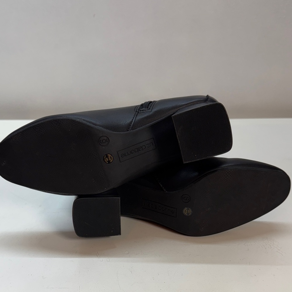Liz Claiborne Black Ankle Booties with Gold Accent - Picture 6 of 7